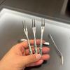 5/10Pcs Multi-Purpose Stainless Steel Fruit Forks, Ice Crack Thickened High-End Dessert Picks, For Family Gatherings And Dining