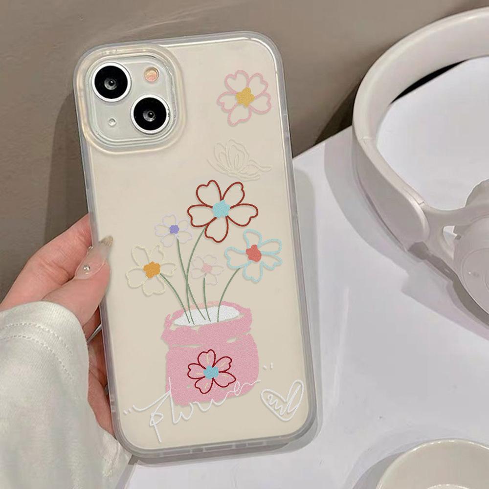 ins cartoon flower for iPhone17ProMax soft case Apple 17 matte mobile phone case 16/15 anti-drop 14