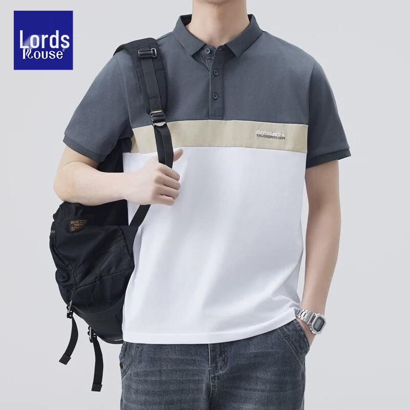 

Men s Ice Silk Cotton Color-Block Polo Shirt XL