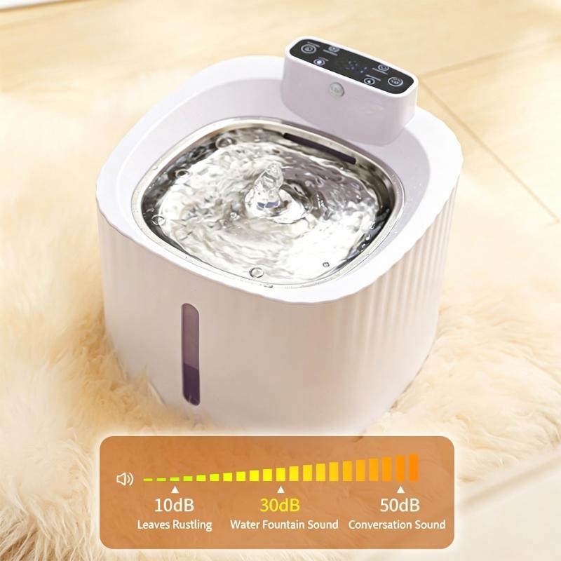Metal Tray Pet Water Dispenser With Added Light, Rounded Form, Household Drink Station, Stainless Steel Cats Drinking Fountain for Daily Use and Water