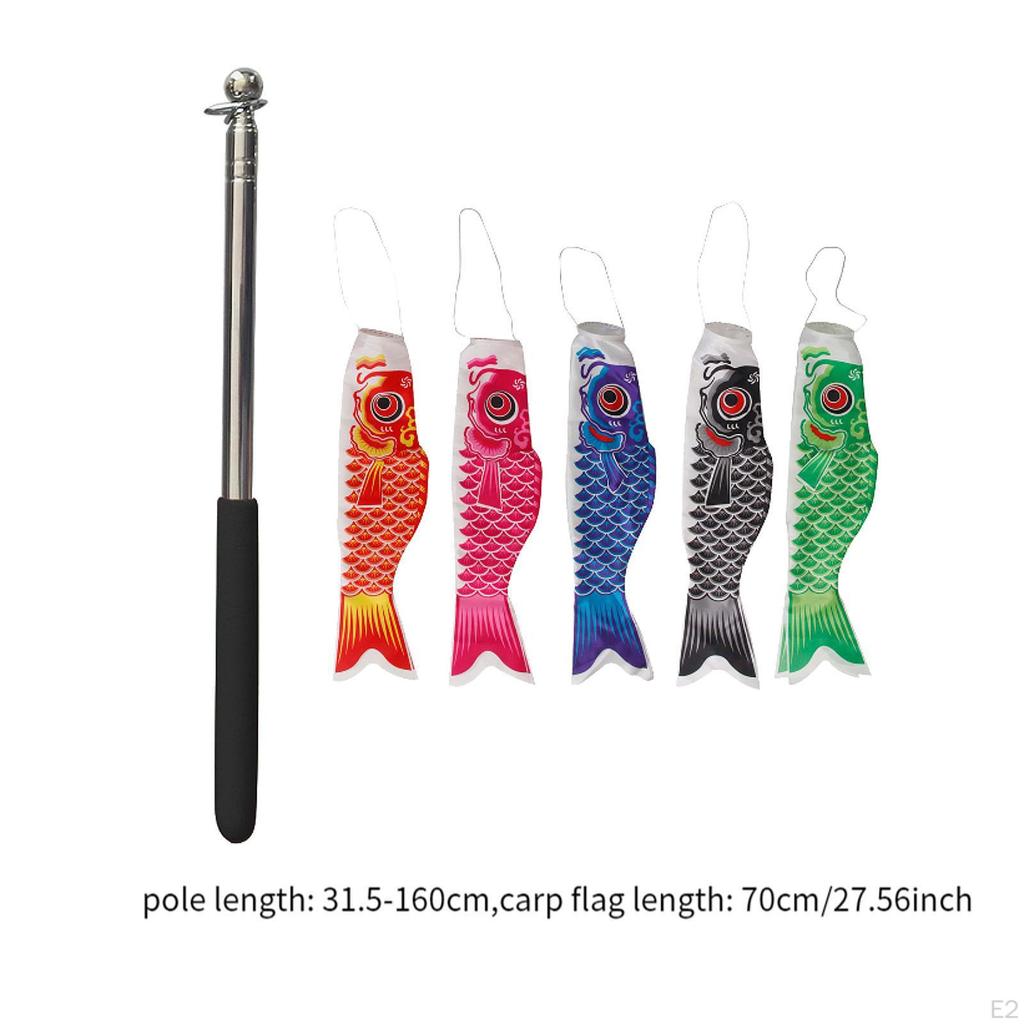 5 Pieces Japanese Carp Flags Garden Fish Flag Kite Windsock Streamer for