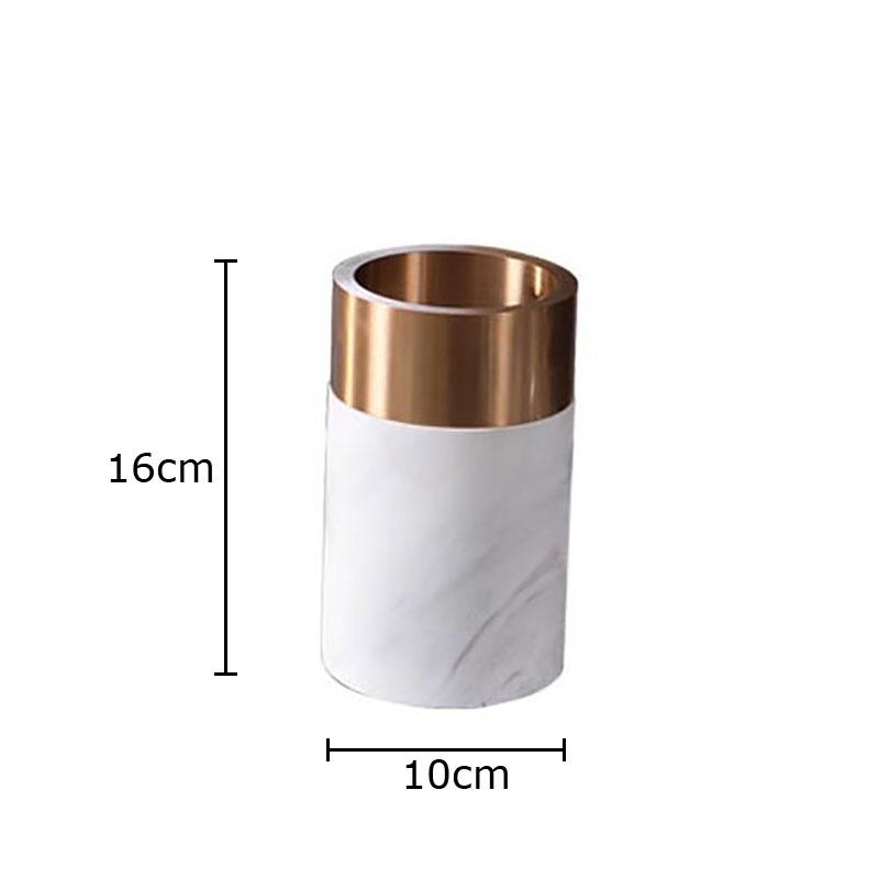 Natürlicher Marmor Zylinder Keramikvase Schreibtischdekoration Blumenarrangement Blumentöpfe Vergoldete Vasen Raum Ästhetische Deko