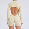 Chic One-Piece Zip Jumpsuit - Long-Sleeve, Backless Yoga Outfit & Sexy Fitness Wear