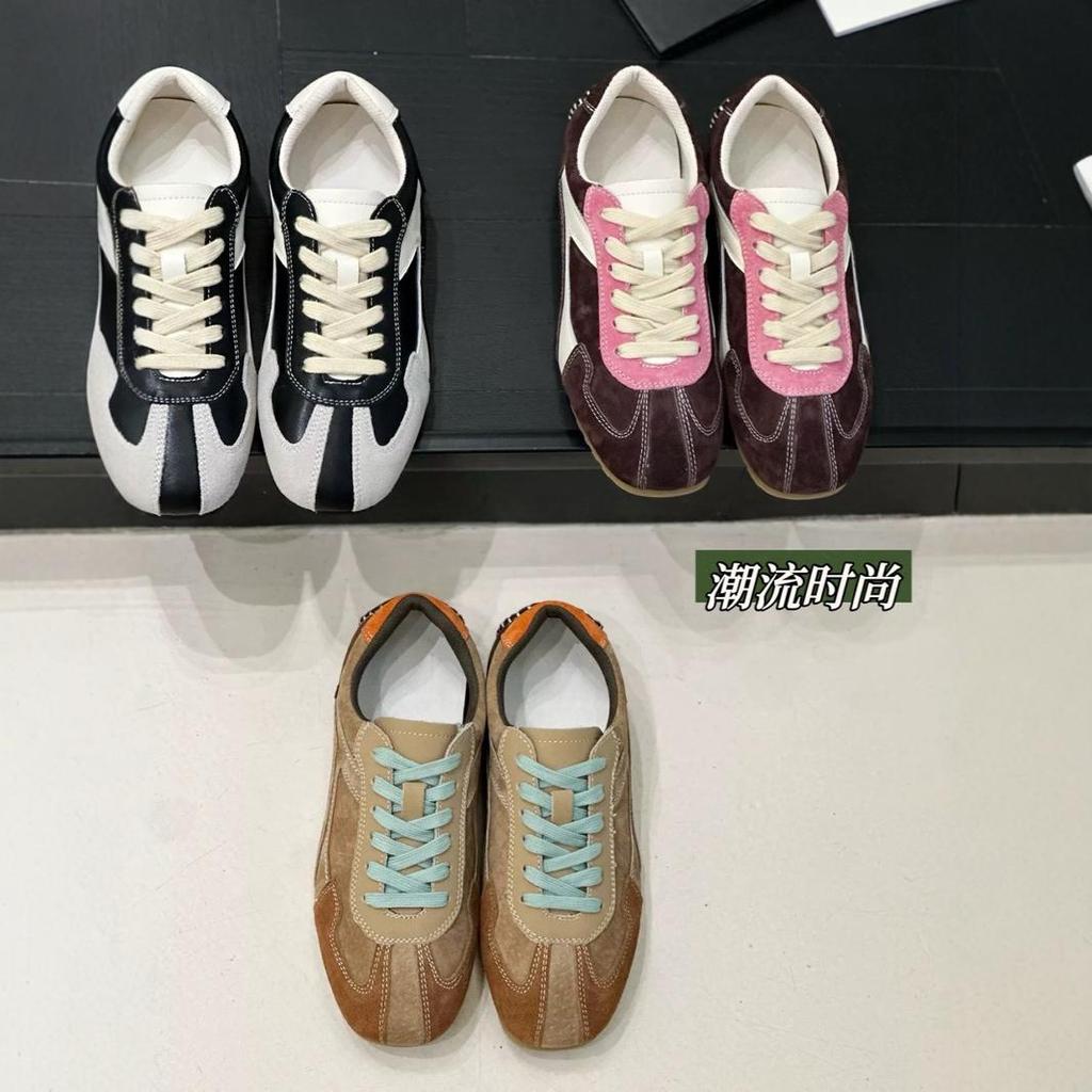 Retro German training shoes women's shoes 2025 spring and autumn soft leather versatile casual shoes sports shoes flat-soled Forrest Gump shoes trend 