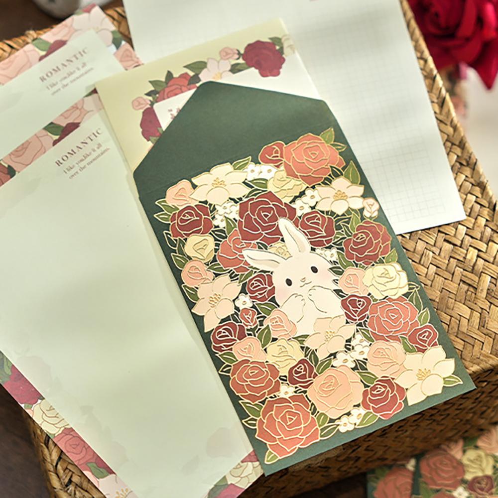 Envelope letter set romantic series fairy tale hot stamping DIY message blessing letter with sealing sticker