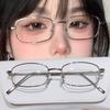 Y2K Harajuku Kleine Quadratische Rahmenbrille Damen Retro Metallbrille Klare Brille Dekorative Brille