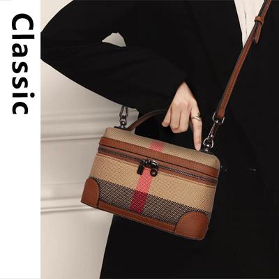 Bolso Bandolera Nuevo para Mujer de un Solo Hombro Lona con Patrón Cuadros de Piel de Vaca Bolso para Teléfono