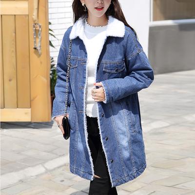 Giacca di jeans invernale calda in pelliccia Donna Moda Autunno Fodera in lana Cappotto Bomber da donna
