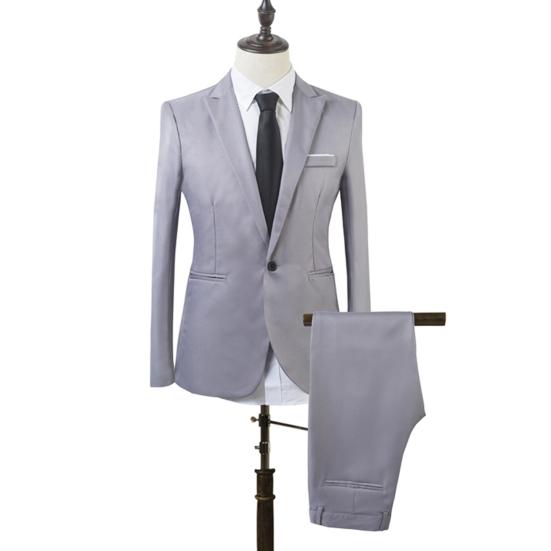 Herren Slim Fit Business Freizeit Ein-Knopf Formal Zweiteiler Anzug für Bankett