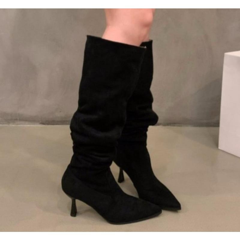Fashion Autumn Winter Fashion Slim Knee High Boots Women Sexy Pointed Toe Low Thin Heel Shoes Female Long Booties Zapatos De Mujer