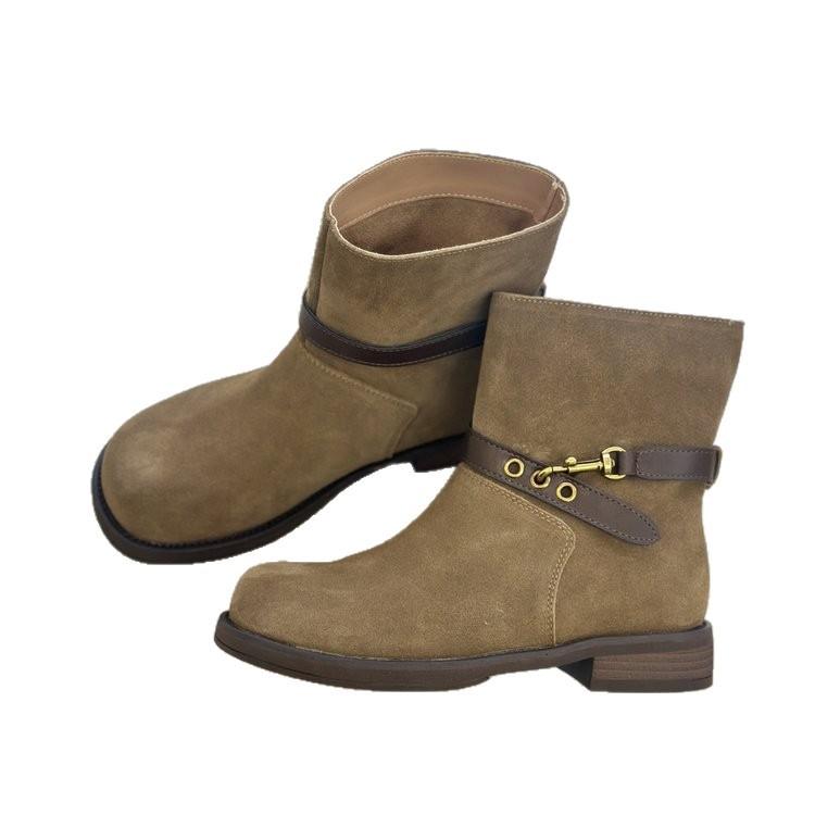 Huge good-looking~ thick-soled Martin boots women's 2025 new autumn popular short boots retro western locomotive stacking boots