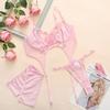 Women Sexy Lingerie Set Lace See Though Underwear T-back Bikini Thong Set Hight Cut Leotard Sleepwear Solid Erotic Nightwear