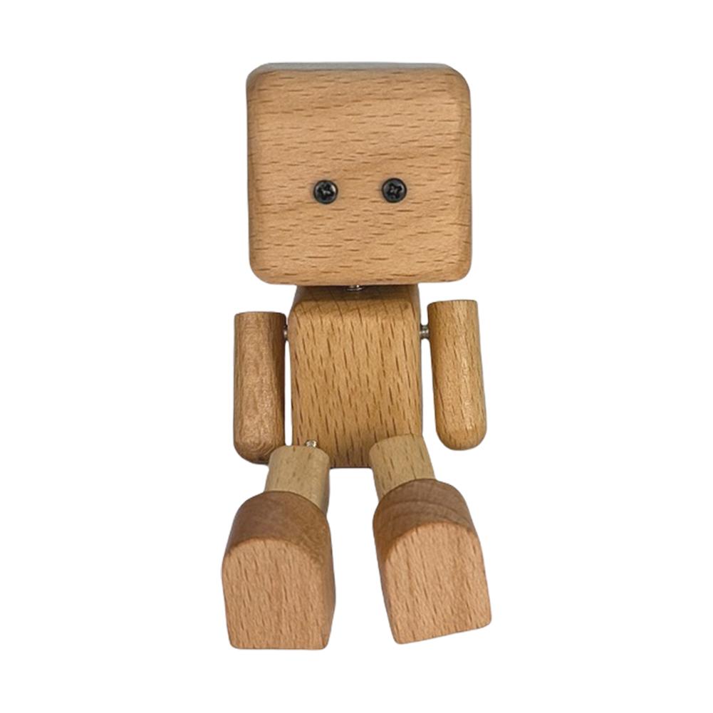 Handmade Shaking Feet Doll Wear Resist Cute Car Wood Ornaments with Clips Funny Wood Desktop Decor for Car Dashboard Decorations