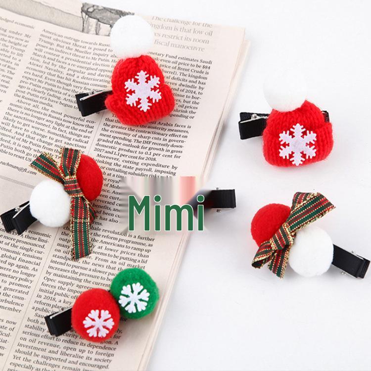 Kids' Christmas Hair Accessories: Snowflake Clips, Knit Hat, Hairpins & Bow Gift Set