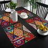 2/4 Pezzi Runner da Tavola Mandala Bohemien 12x18 Pollici Rettangolari in Poliestere con Motivi Geometrici Tradizionali Messicani, Lavabili in Lavatrice per Interni