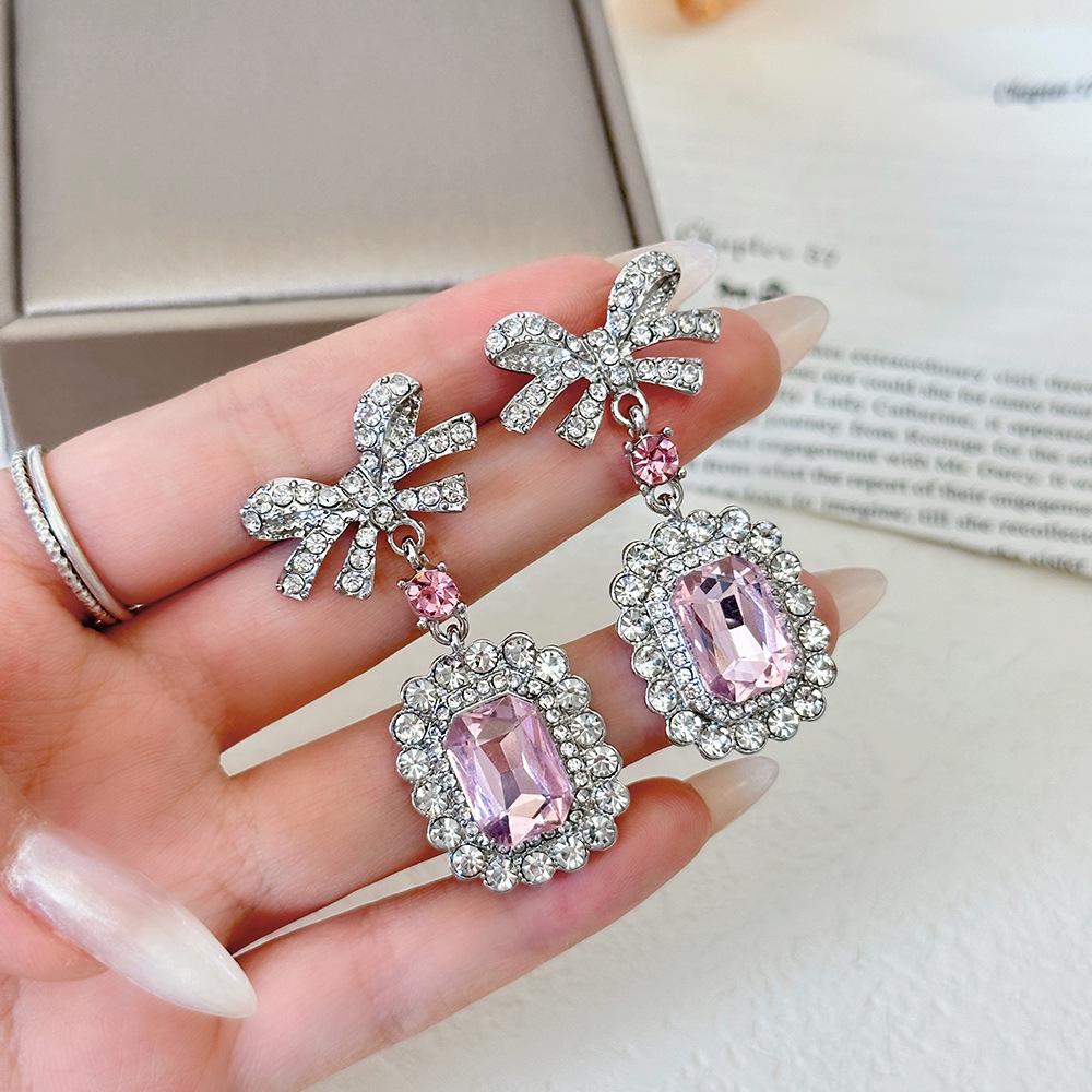 Elegant Floral Bow Earrings - High-End French Design for Women