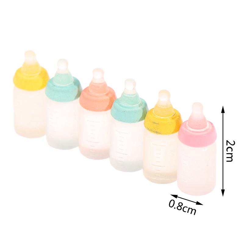 6Pcs 1:12 Dollhouse Miniatures Milk Bottle Baby Bottle Model Doll House Decor