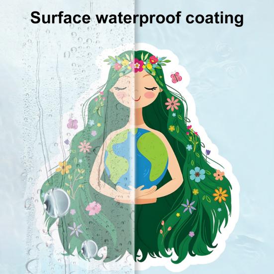 106Pcs/Set Handbook Decal Waterproof Cup Patterns Decorative Green Environmental Theme Self-Adhesive Graffiti Sticker Supply