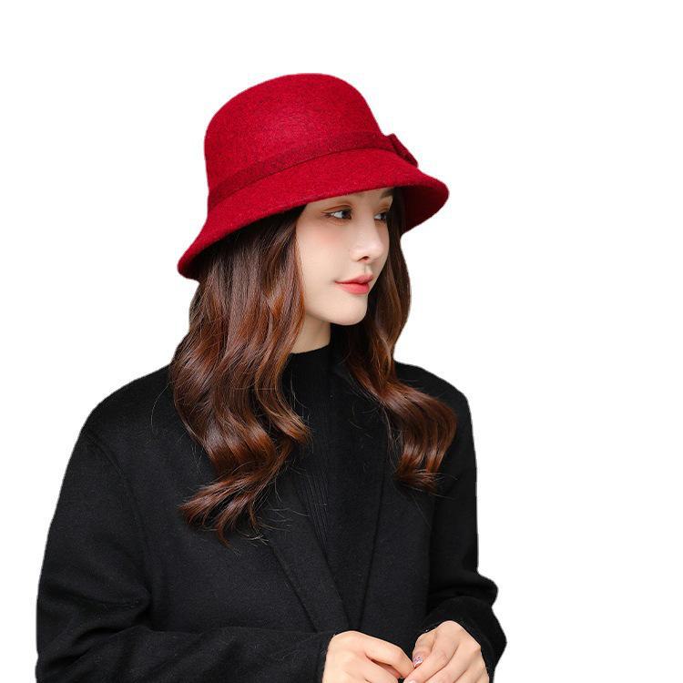 Korean Wool Fisherman Hat with Japanese Style and Pom Pom, Warm Autumn/Winter Bucket Hat for Women.