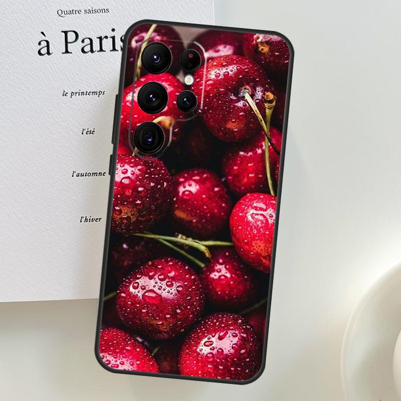 

Чехол для телефона Samsung Galaxy S26 Ultra S25 S23 S22 S21 S24 Ultra S10 S20 Plus S25 FE с рисунком еды, фруктов, красной вишни Galaxy S25 FE