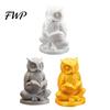 Owl Figurine Meditation 3D Printed Cute Reading Statue Novelty Relaxing Desktop Toy Zen Yoga Animal Sculpture for Office Shelf Decor Stress Relief