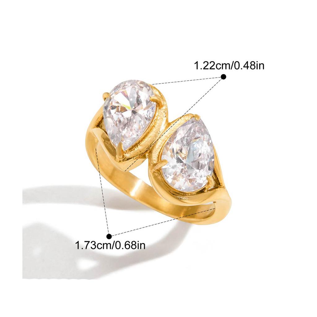 Yori White Colorful Shiny Cubic Zirconium Metal Geometric Creative Ring Women Daily Fashion Jewelry Accessories Gift