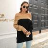 GMXIA Women's Fashion Casual Solid Color Print Autumn Winter Long Sleeve Loose Sweaters