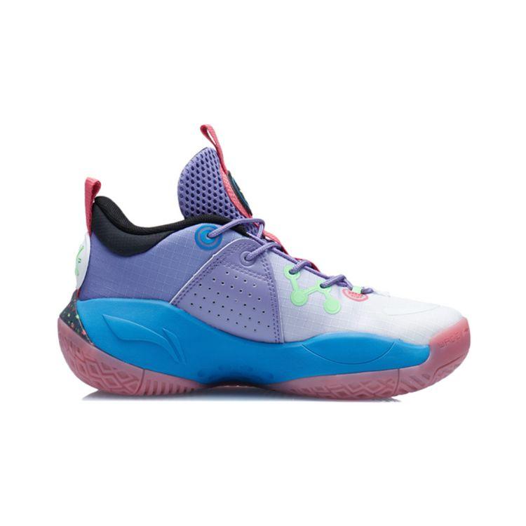 Li Ning All City 9 V1.5 Youth Basketball Shoes Kids Basketball Shoes Purple Green YKBR044-5