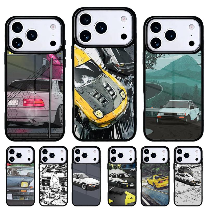 Initial= D Drift Phone Case for iPhone 17 16 15 14 13 Pro Max Back Cover for 12 11 Pro Coque