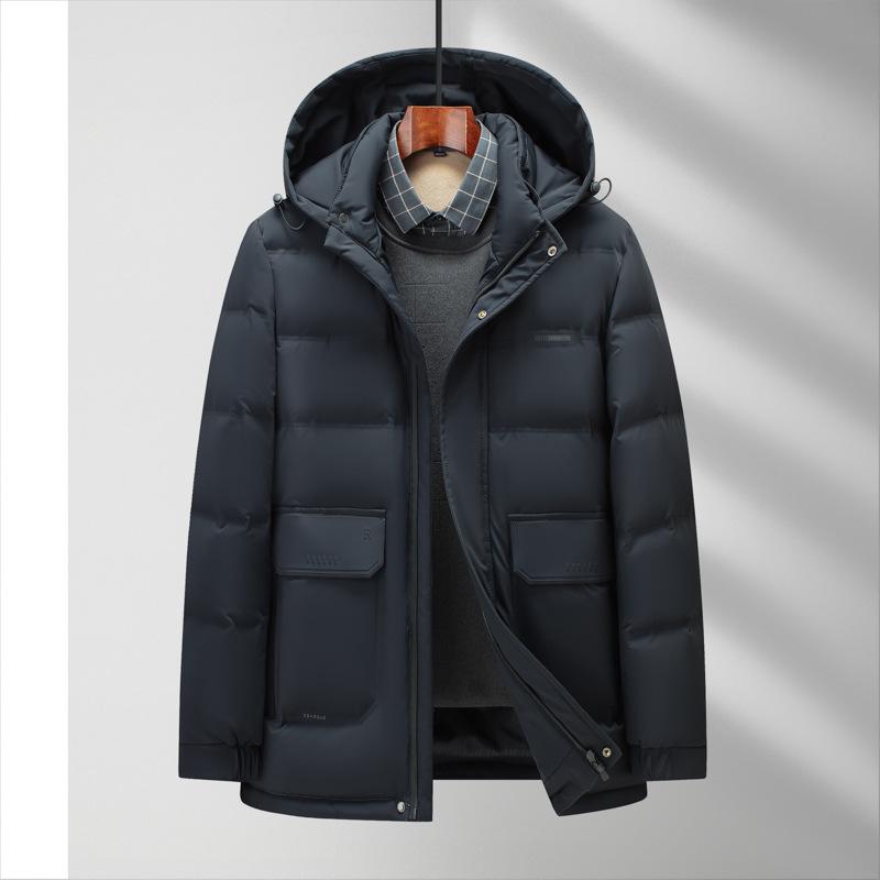 Autumn and Winter Removable Hat Middle-aged and Young People Duck Down Warm Business Thickened Down Cold-proof Jacket