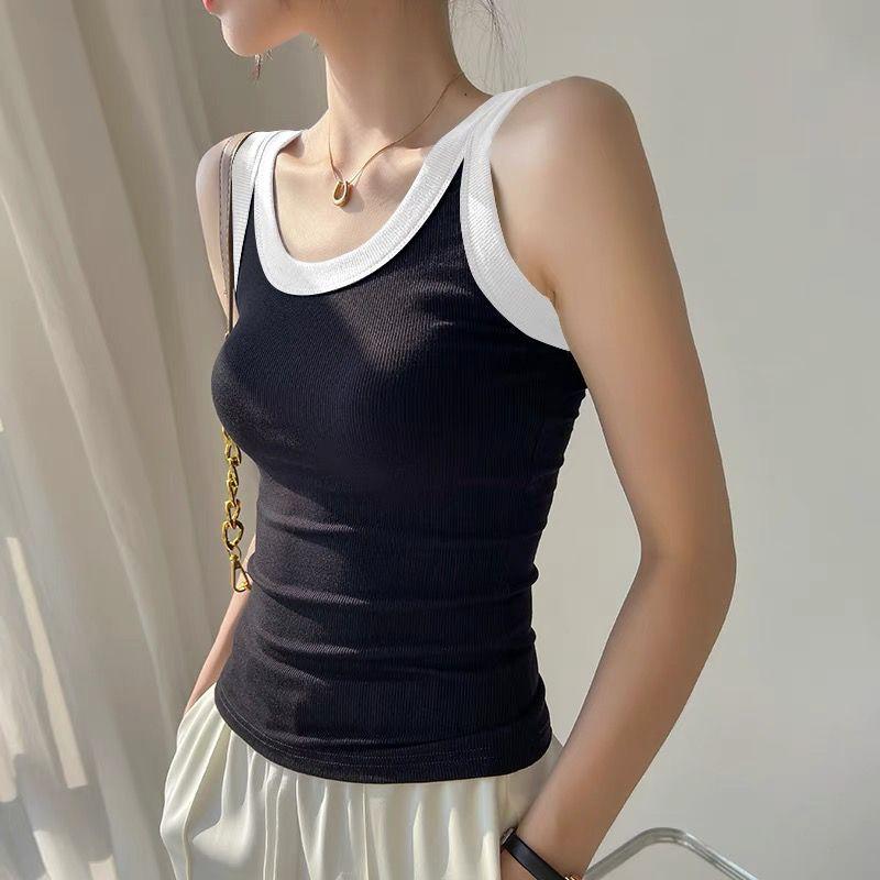 Women's Tank Top Summer New Patchwork Design Sense Base Shirt Sleeveless Inner Anti Slip Top