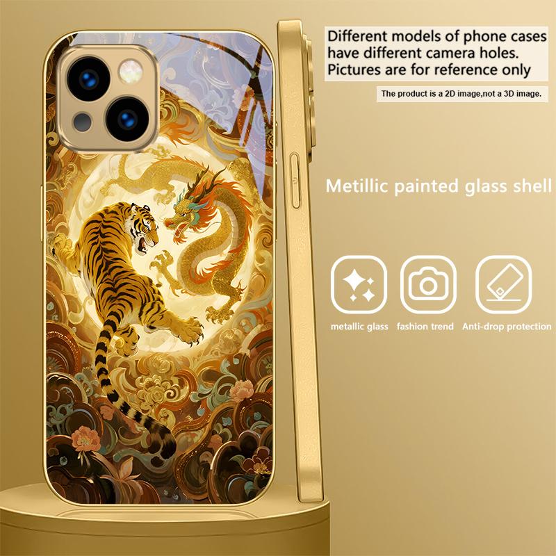 Golden Eagle Head For IPhone 17Pro Max 16 17 Pro 15 P ro 14 13 Plus 12 Mini 11Pro Max XR 16E 17 Air Golden glass phone case