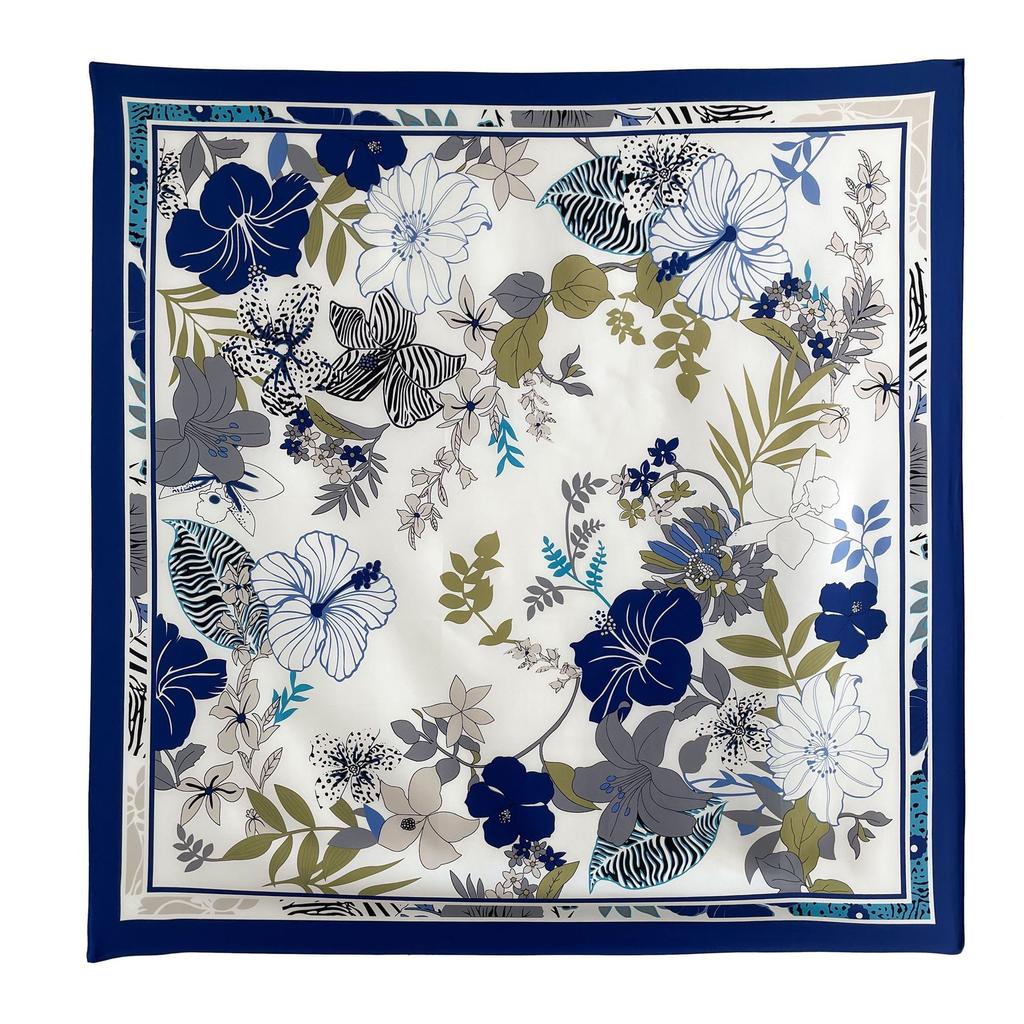 Headscarf Printed Twill Silk Large Square Scarf Small Fragrant Silk Scarf Women'S Anti-Sun Scarf Decorative Scarf Shawl 90Cm