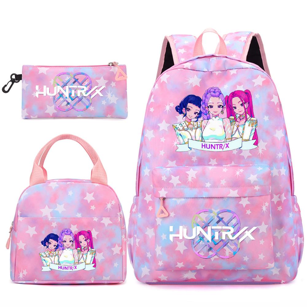 Set 3 piese/set Anime Desene animate Kpop Imprimate Rucsac Geantă de mână Etui pentru creioane pentru Adolescent Student Fată Băiat Ghiozdan Copil Ghiozdan Capacitate Mare Geantă de călătorie Cadou