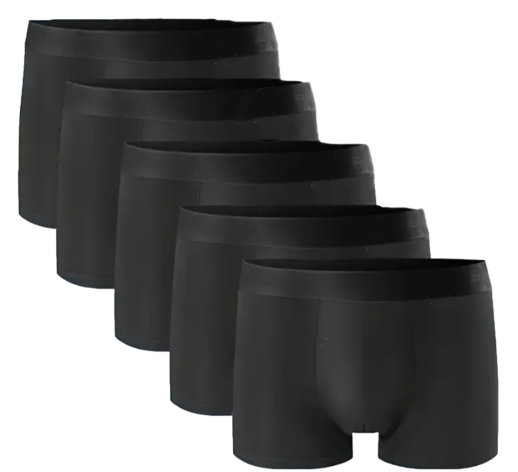 

DOKiDOKi Men s Boxer Briefs, 5-Piece Set (XL Size), Black, Simple, Solid Color