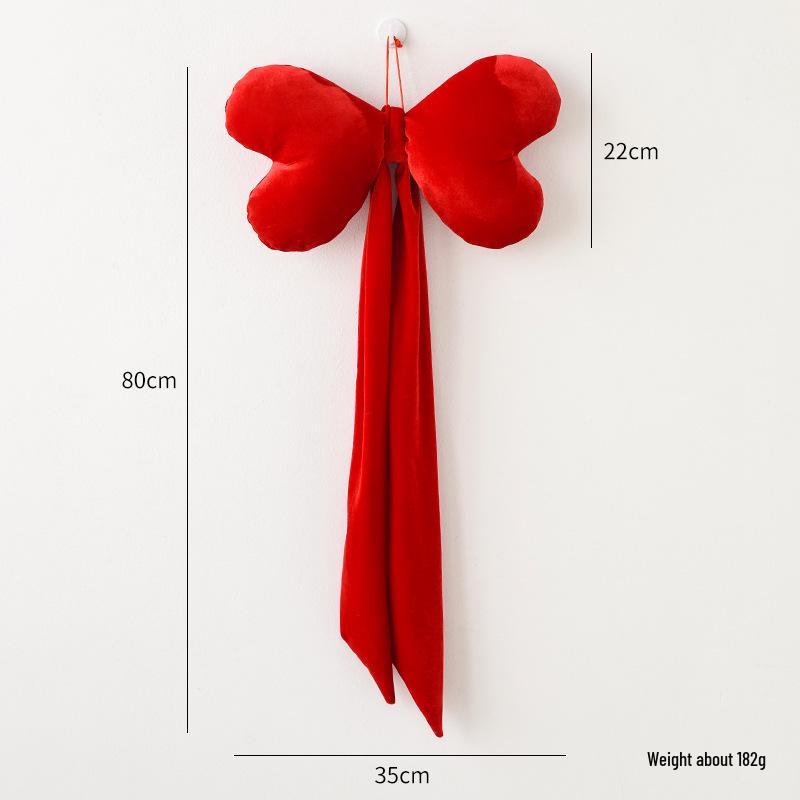 Large Red Velvet 3D Christmas Bow Pendant Ornament