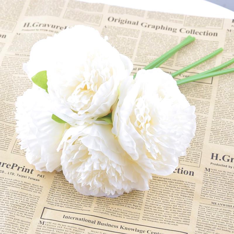 

European Style Five-Head Peony Bouquet: Decorative Faux Wedding Flowers