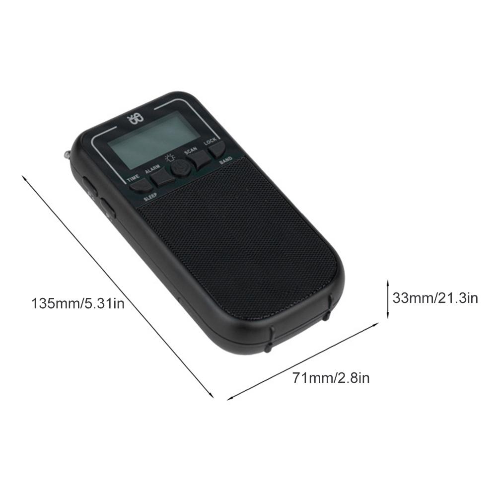 AM FM Radio Digital Display Mini Pocket Radio Flashlight Multifunctional Radio Alarm Clock Sleep Mode 3.5mm Headphone Jack