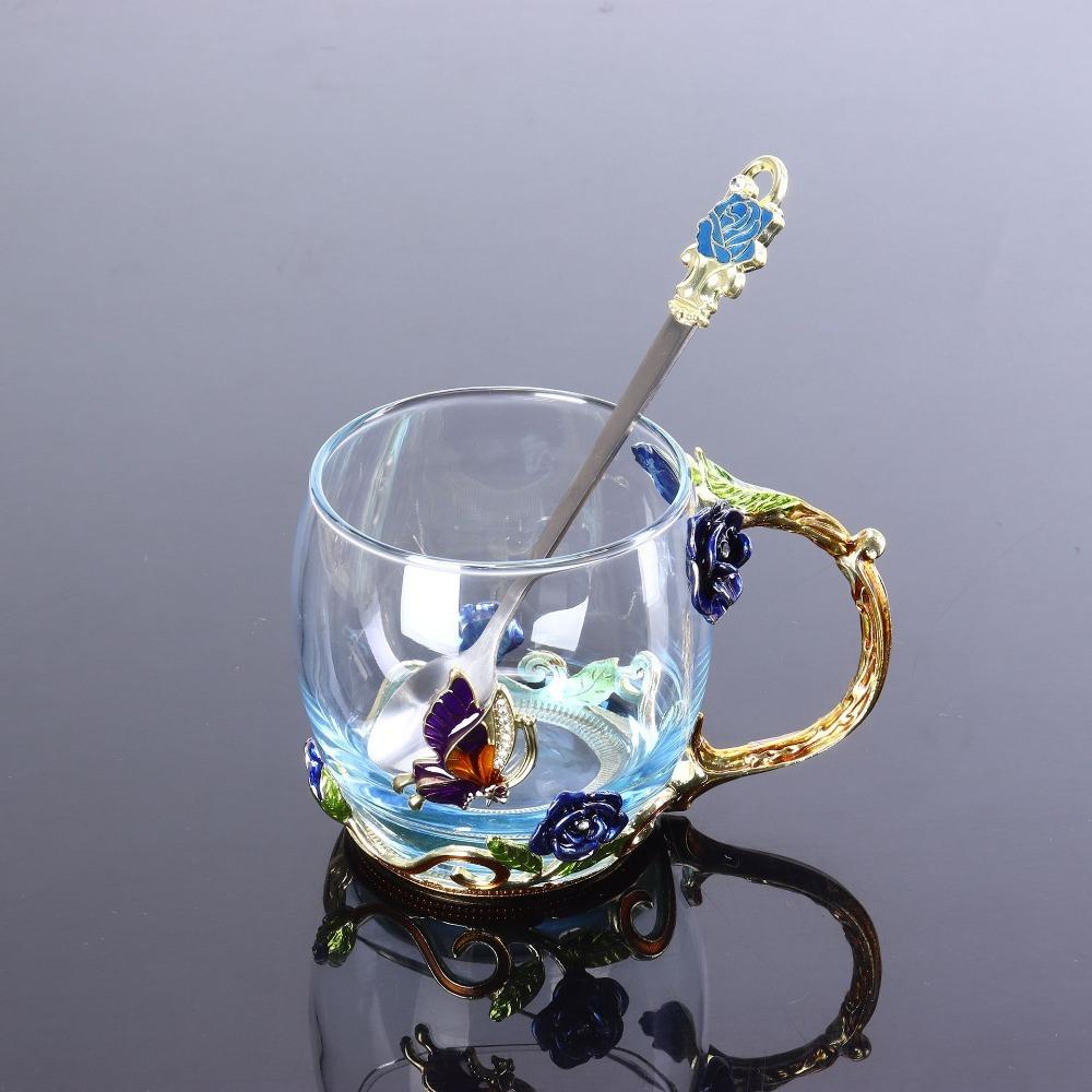 Heat-Resistant Coffee Cup Glass Tea Mug Teaware Enamel Flower Tea Cup  Gift