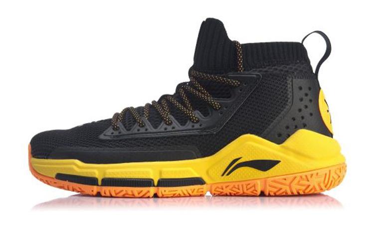 Li Ning Wade Fission 5 Cushioning Slip Resistant Cushioning Slip Resistant Low top Basketball Shoes Men s Black Yellow ABAP027-4 43