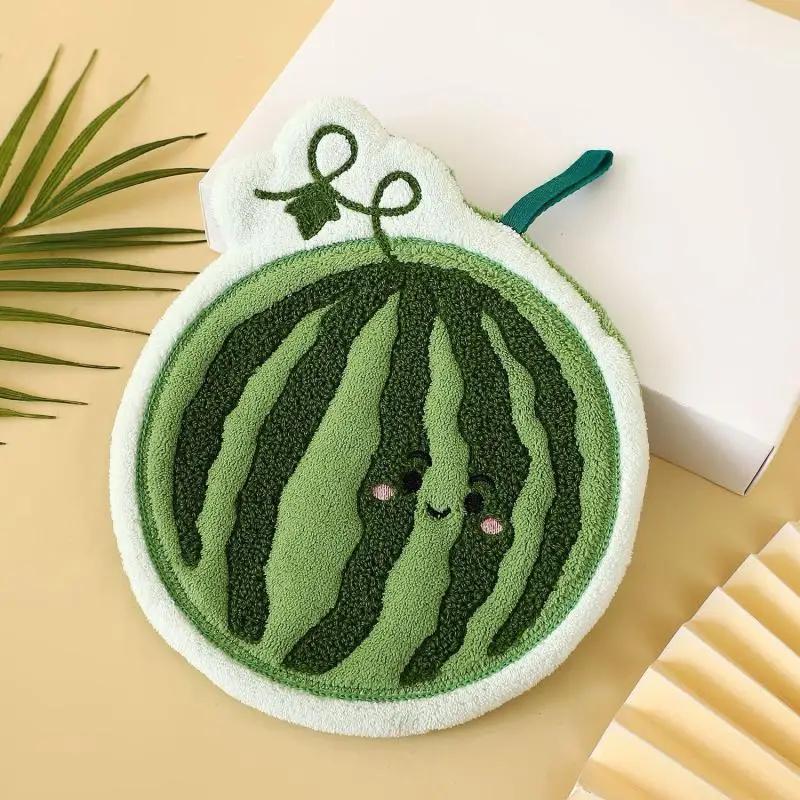 

Fruit Rag Bathroom Flower Hand Cloth Home Supplies Fruit Hand Towel Kitchen Absorbent Cleaning Cloth Hanging Quick Drying Coral