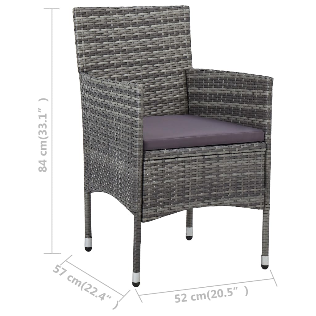 11 pc Outdoor Dining Set Grey Poly Rattan