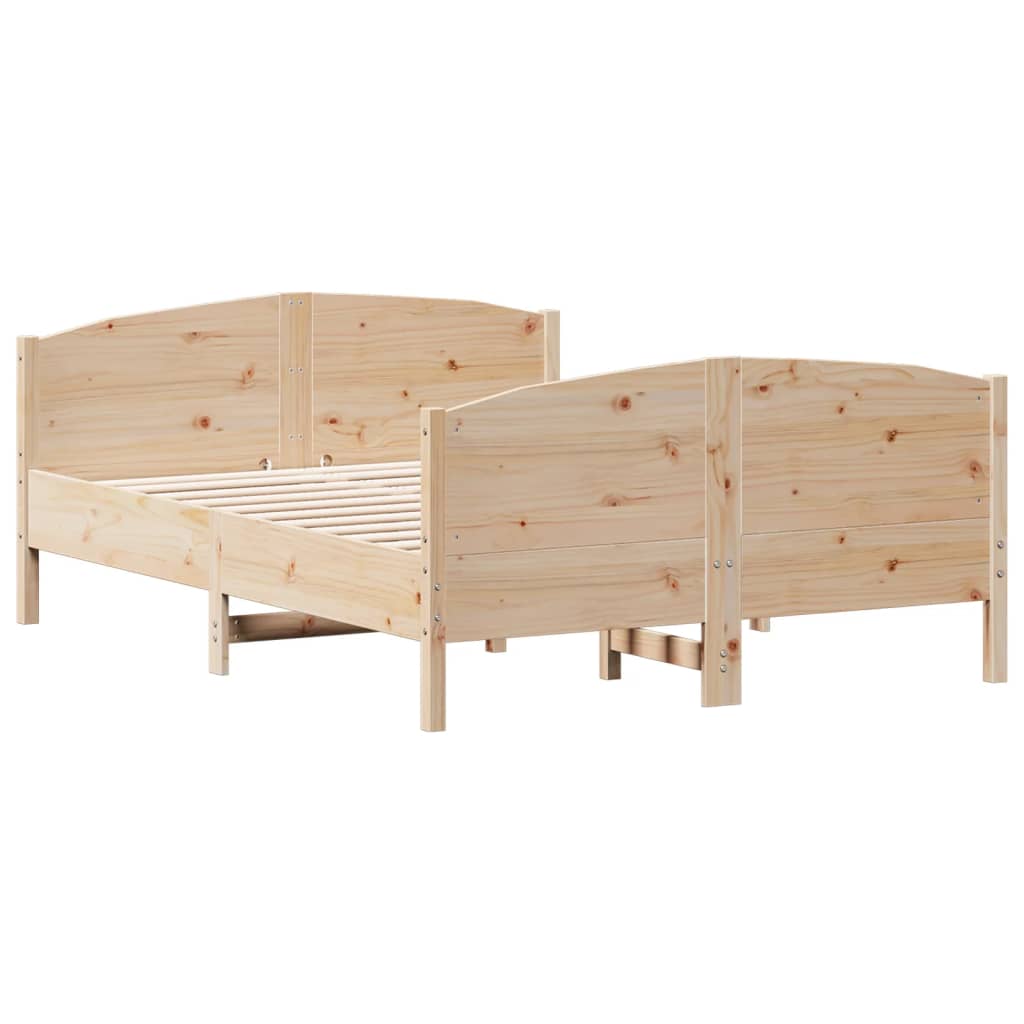Vidaxl Bed Frame Without Mattress, 140X190 Cm, Solid Pine Wood