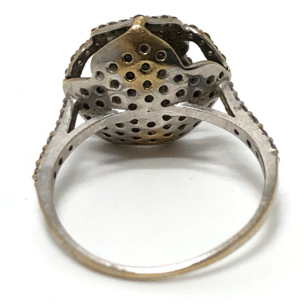 jewelry Camellia Design Rose D0.44ct D0.50ct Ring K18WG Silver