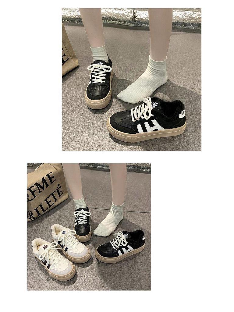 Women's Plus Velvet Thickened Winter Canvas Trainers with Soft Soles