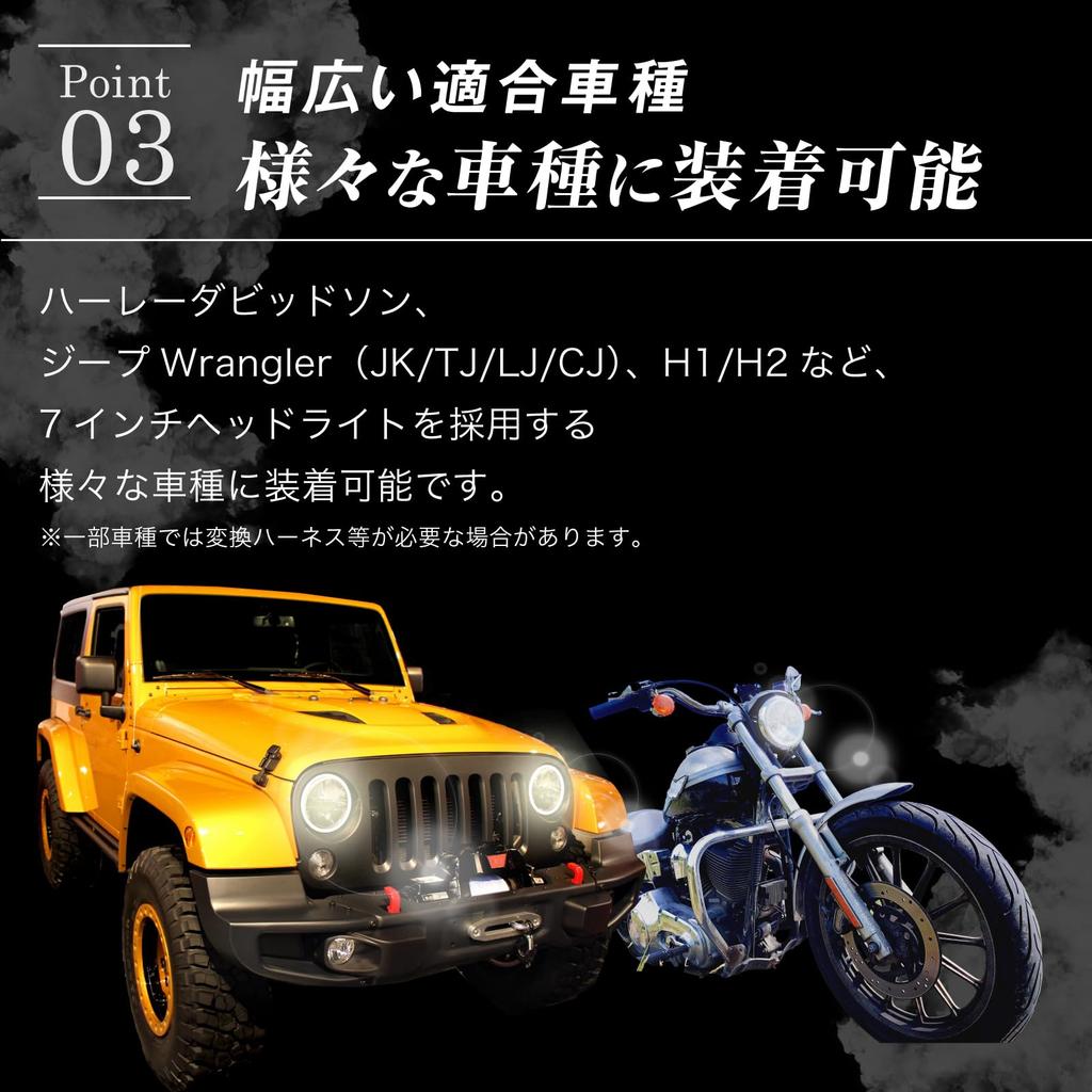 Crwon Doris Universal LED Squid Daytime Running Set of 2 7-inch Headlights, H4, Rings, DRL, High/Low, Projector, Lights,