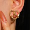1 Paar Ohrstecker Verdrehtes Herz Design Ohrstecker Gehämmert Textur Piercing Ohrringe für Damen Pendeln Dating Schmuck Geschenk