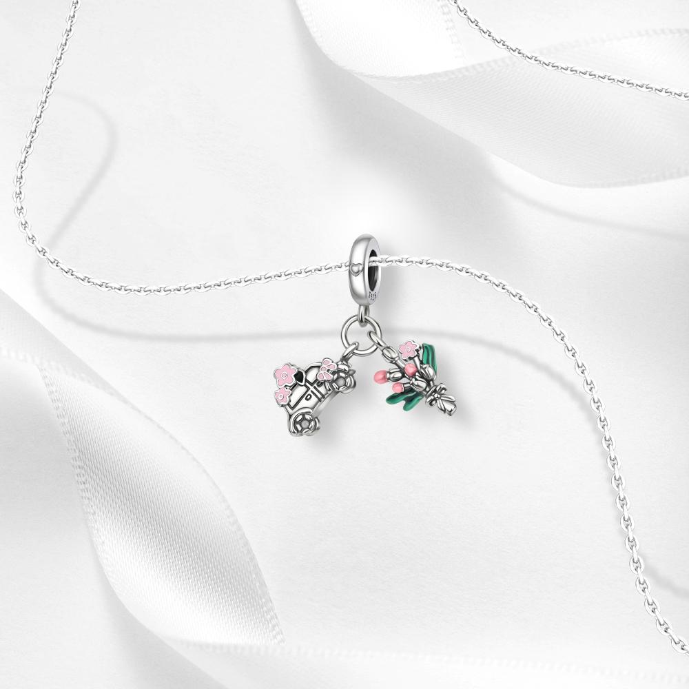 Love Series Charms Copper Wedding Car Floral Dangle Pendant Fit Bangle Bracelet Necklace Diy Jewelry
