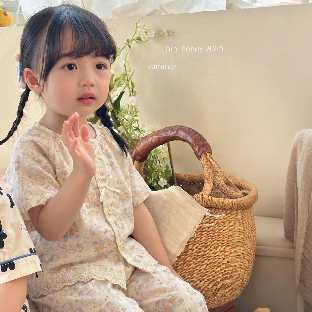 Hey Sweetheart Summer Cotton Gauze Curls Parent-Child Home Wear Set for Kids