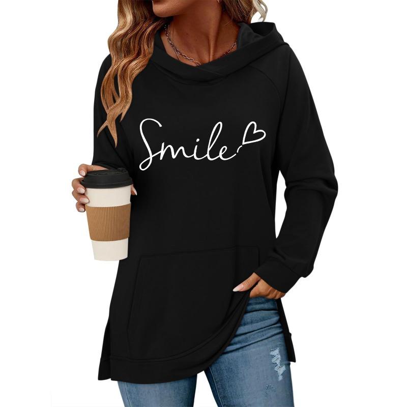 Women S Classic Valentine Letter Print Raglan Sleeve Pocket Hoodie Pullover